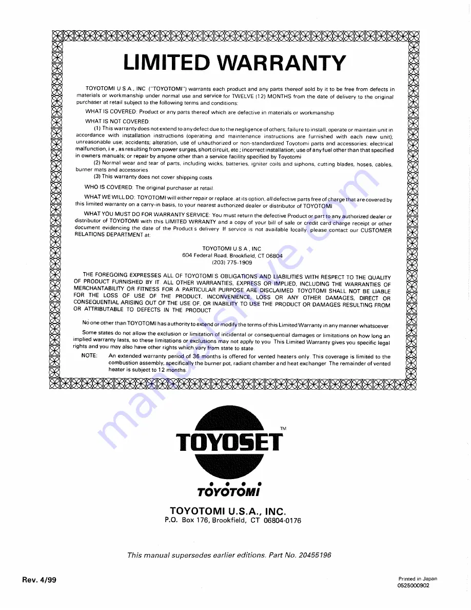 Toyotomi Omni 230 Скачать руководство пользователя страница 19