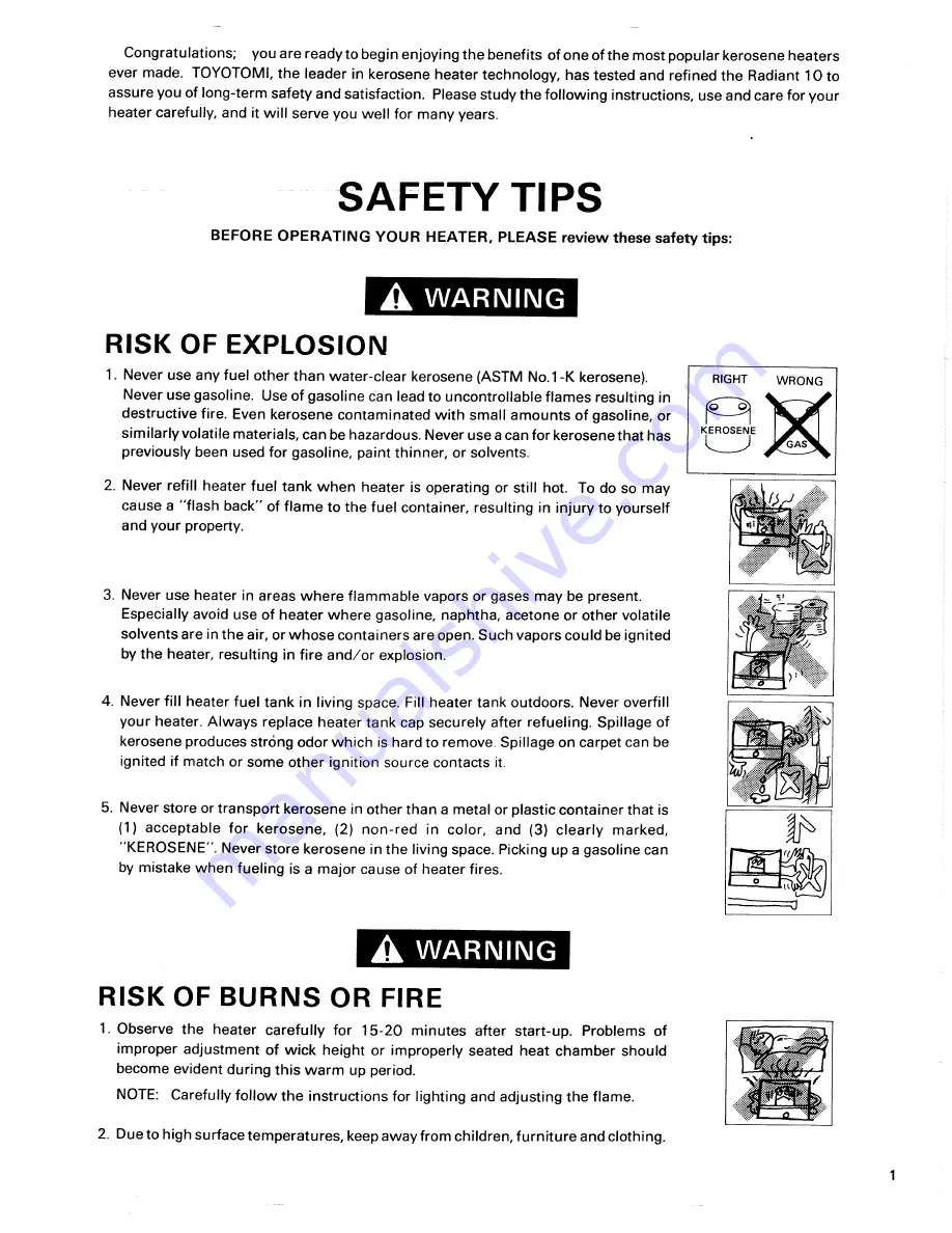 Toyotomi Radiant 10 Type K User Manual Download Page 2