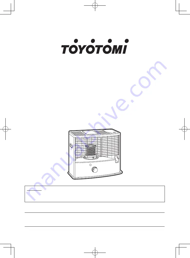 Toyotomi RCA-37 Operation And Maintenance Instructions Download Page 1