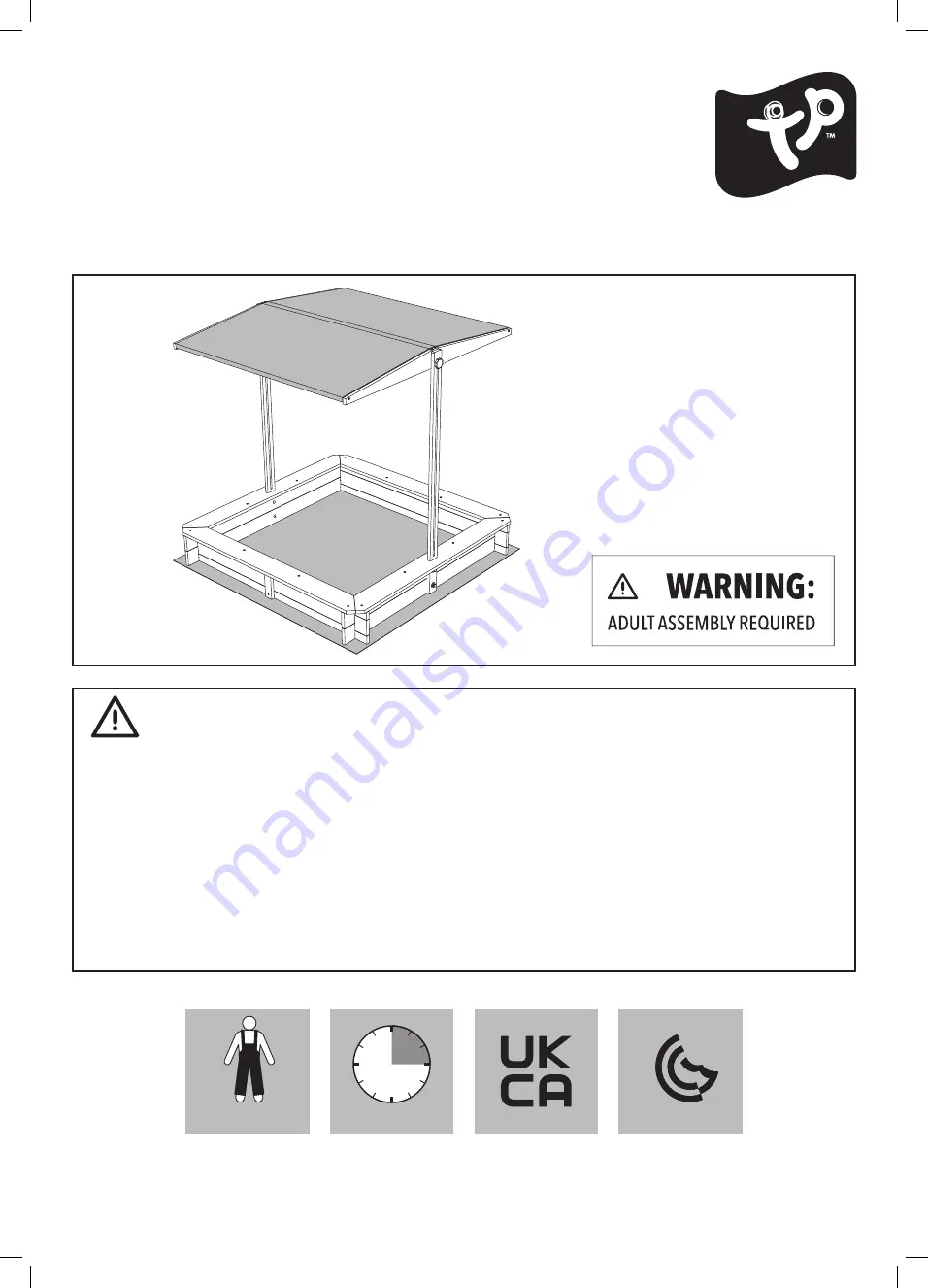 TP Wooden Sandpit with Sun Canopy TP275 Instructions For Assembly, Maintenance And Safe Use Download Page 1