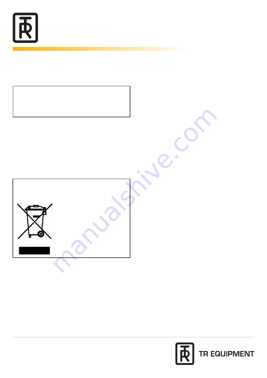 TR Equipment 0542000 Скачать руководство пользователя страница 11