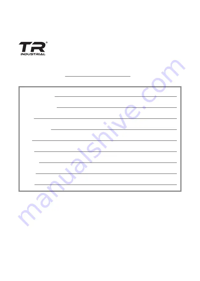 TR TR89250 Operator'S Manual Download Page 11