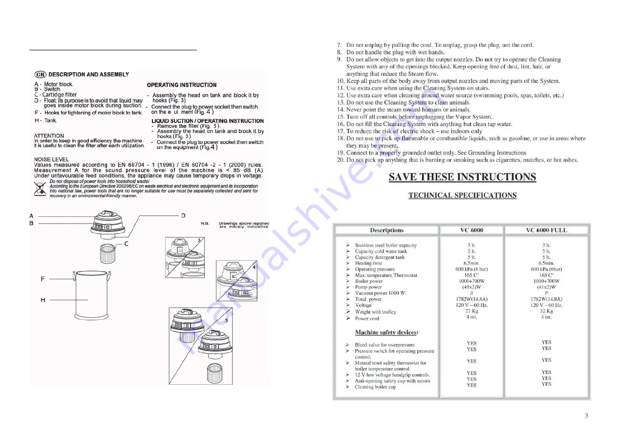 Tra Impex Spa VC 6000 Instructions For Use Manual Download Page 3