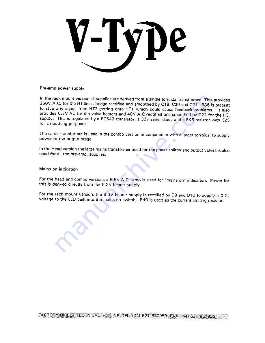 TRACE ELLIOT V-TYPE Service Manual Download Page 6