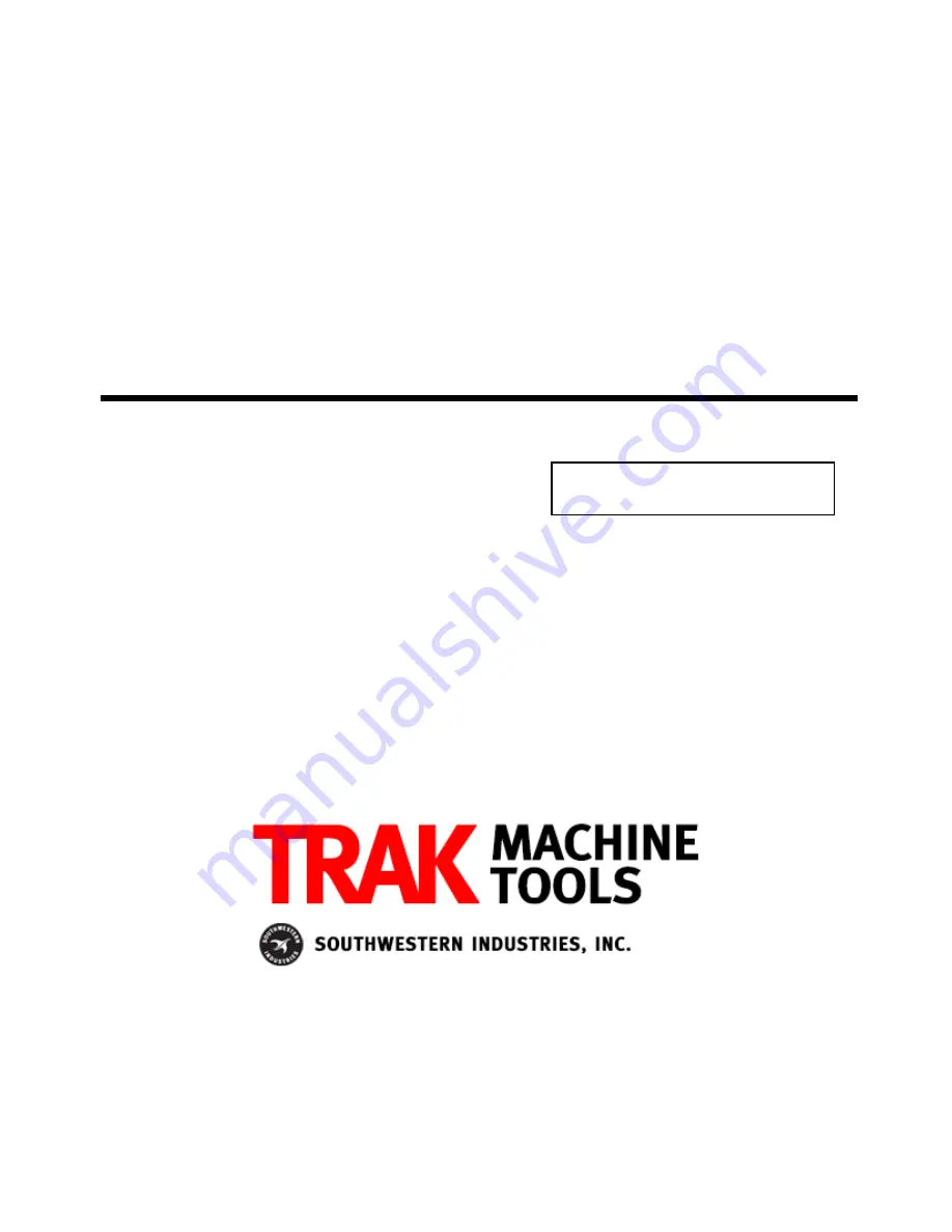 TRAK TRL 1630HSRX Safety, Installation, Maintenance, Service & Parts List Manual Download Page 1