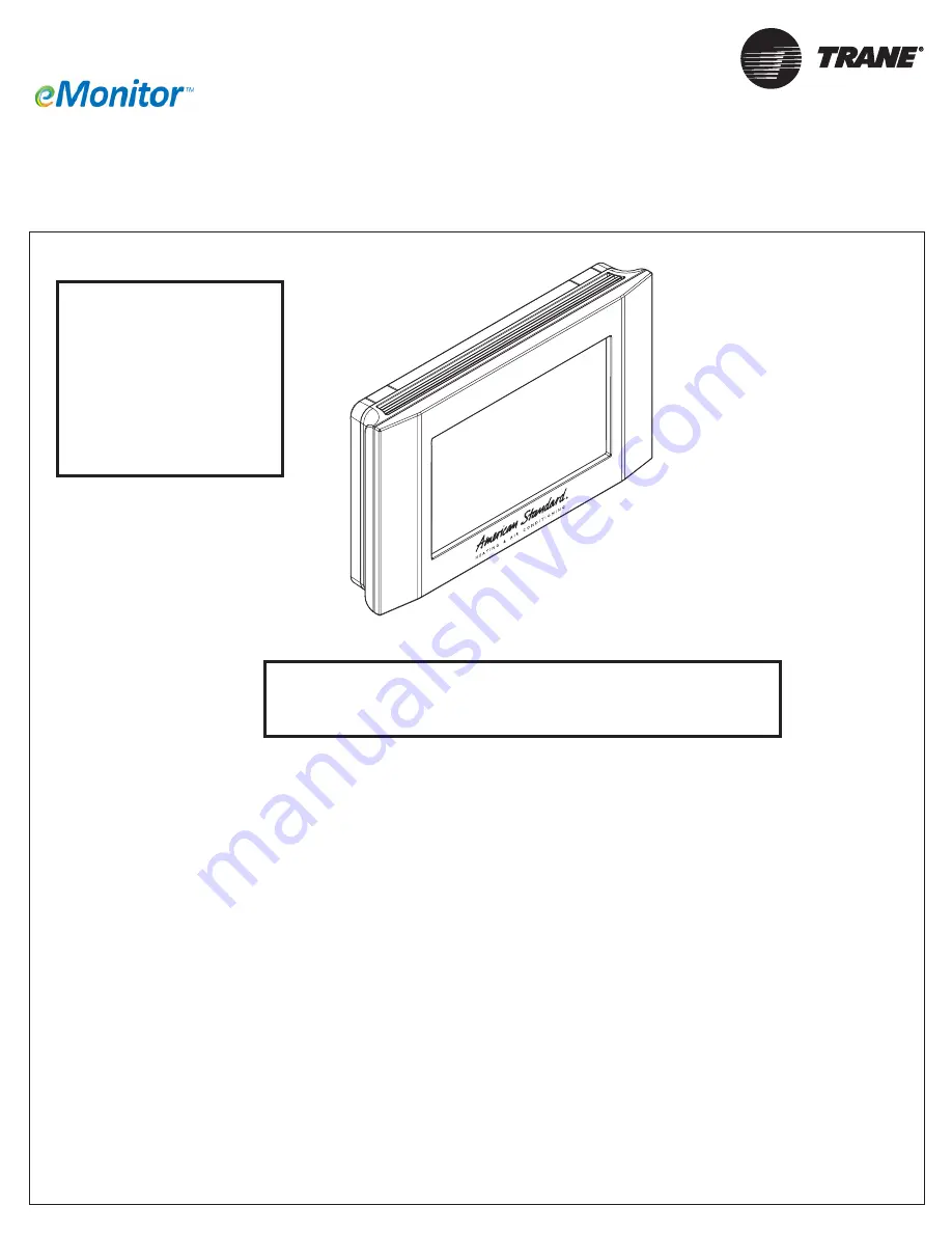 Trane 7CONT624AS42DA User'S Manual And Installation Instructions Download Page 1