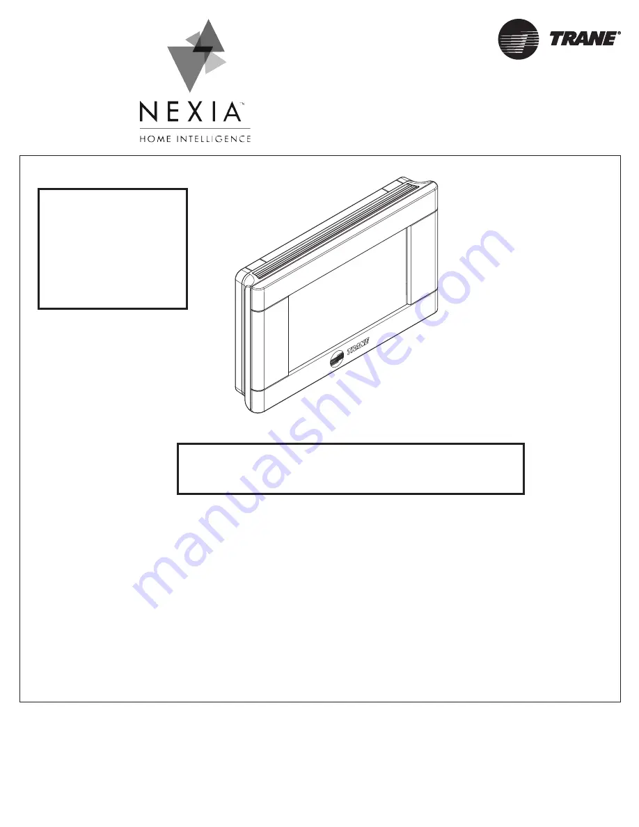 Trane Nexia TCONT624AS42DA User Manual Download Page 1