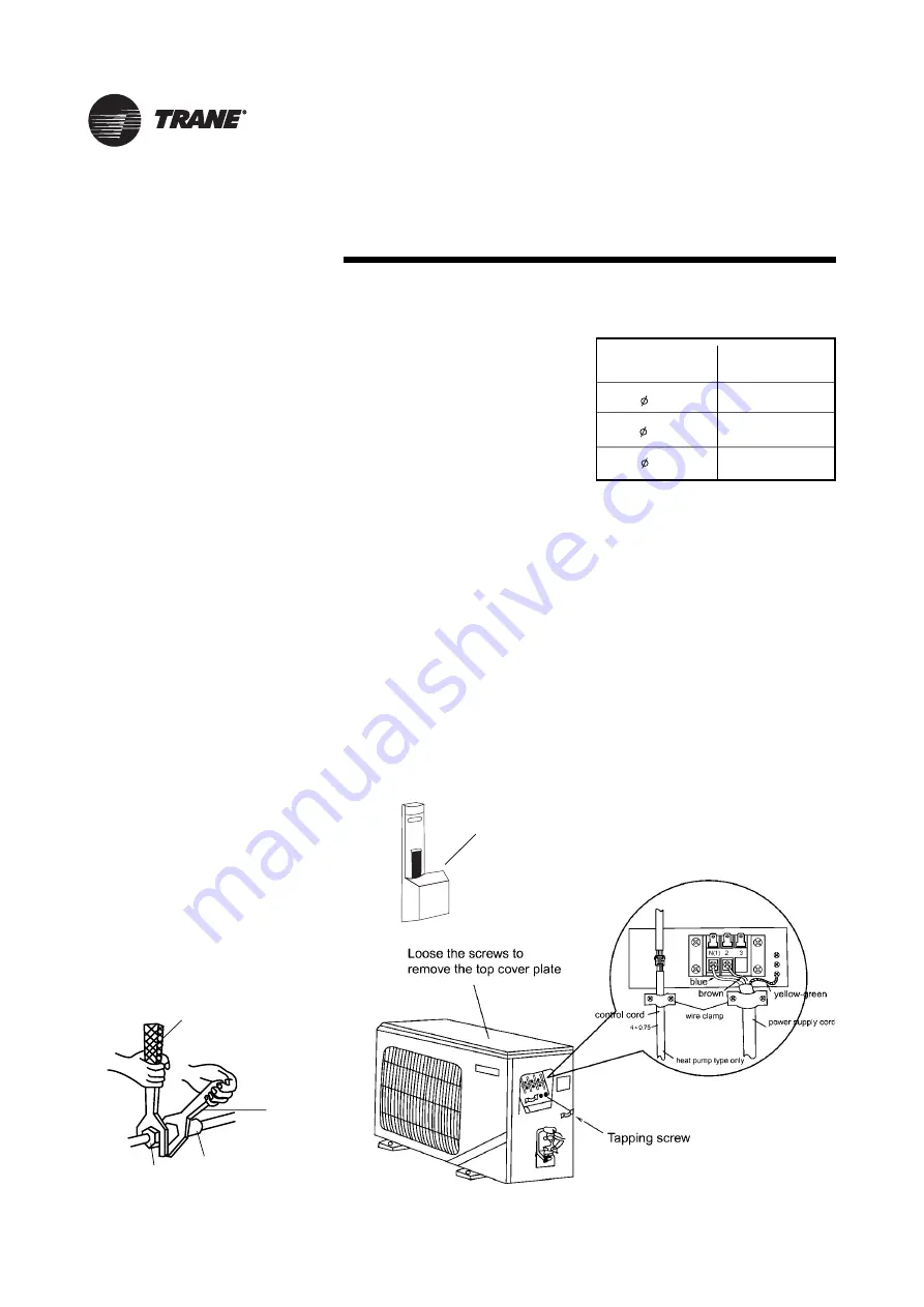 Trane TWK509JB Installation Manual Download Page 10