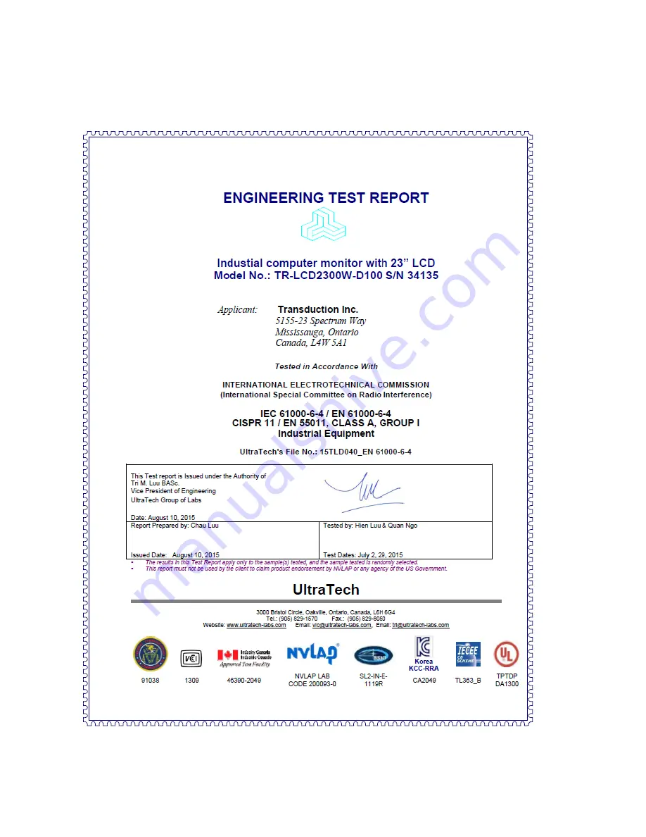 Transduction TR-LCD2300W User Manual Download Page 11