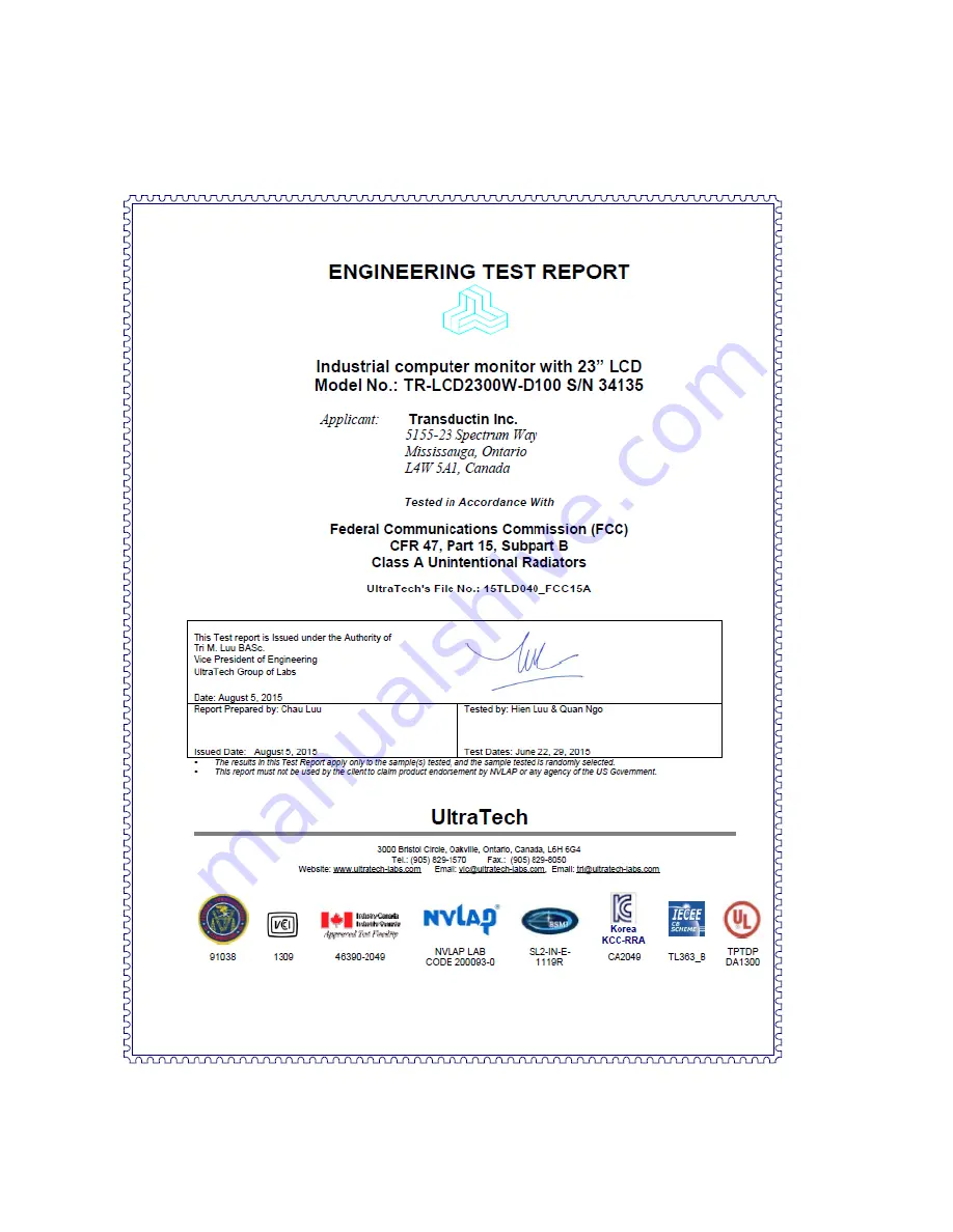 Transduction TR-LCD2300W User Manual Download Page 12