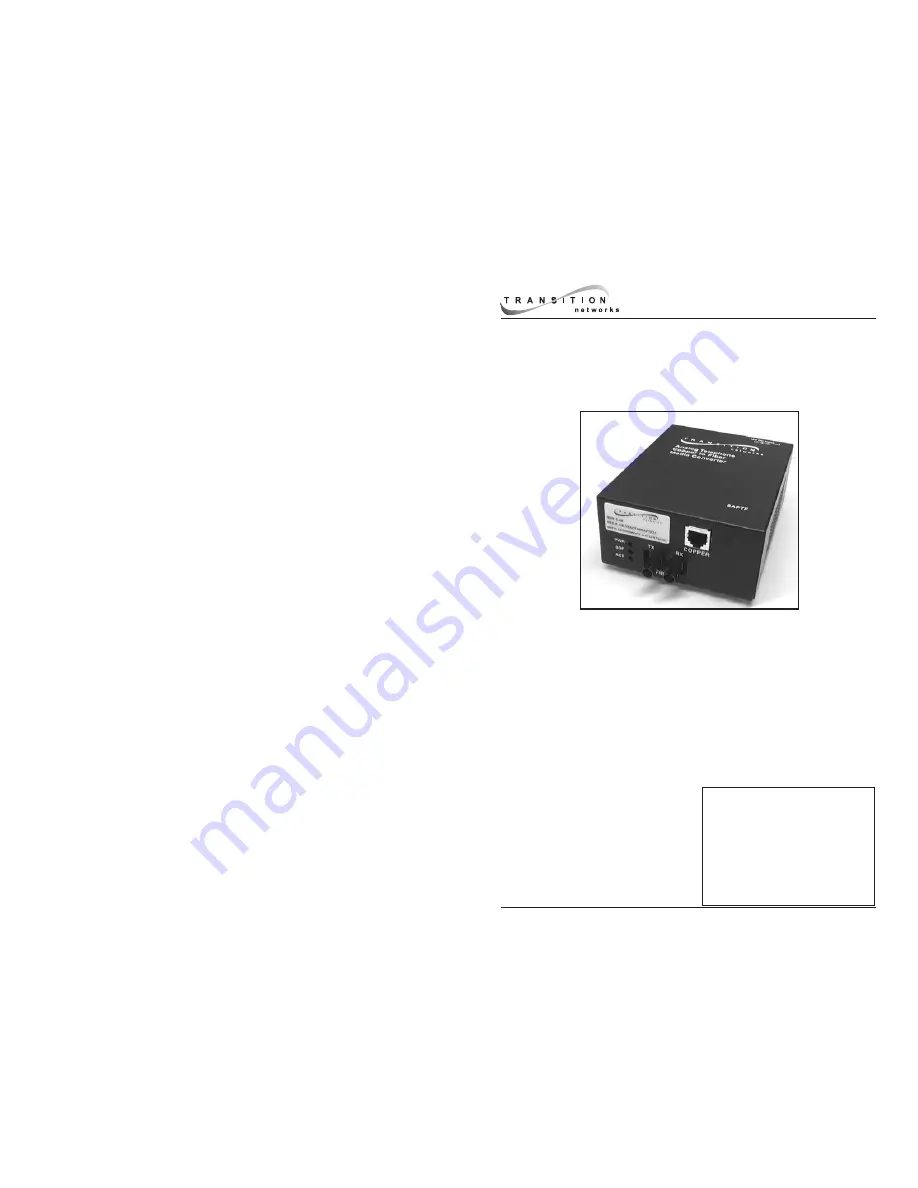 Transition Networks SAPTF33 series User Manual Download Page 1