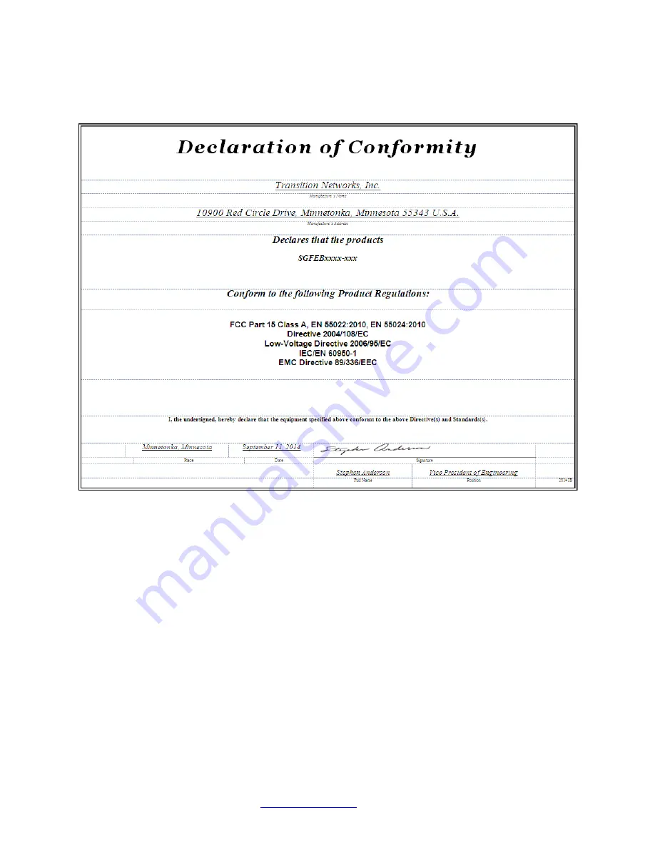 Transition Networks SGFEB10 Series User Manual Download Page 24