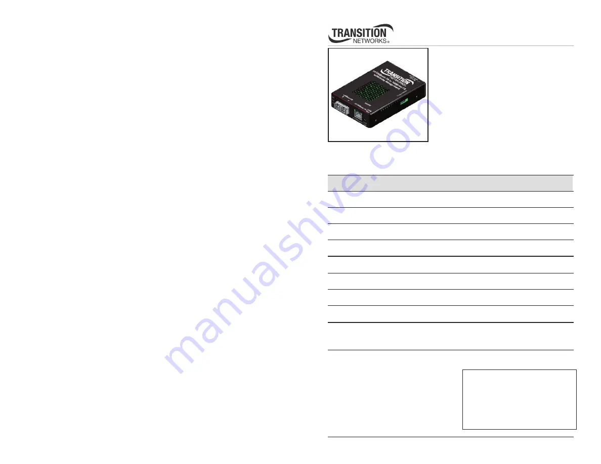 Transition Networks SSRFB1011-100 Скачать руководство пользователя страница 1