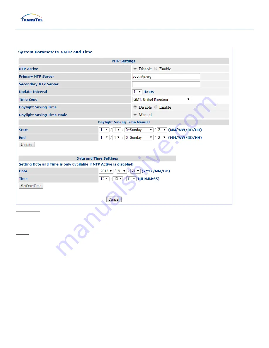 TransTel Communications IP3922 Series Скачать руководство пользователя страница 42