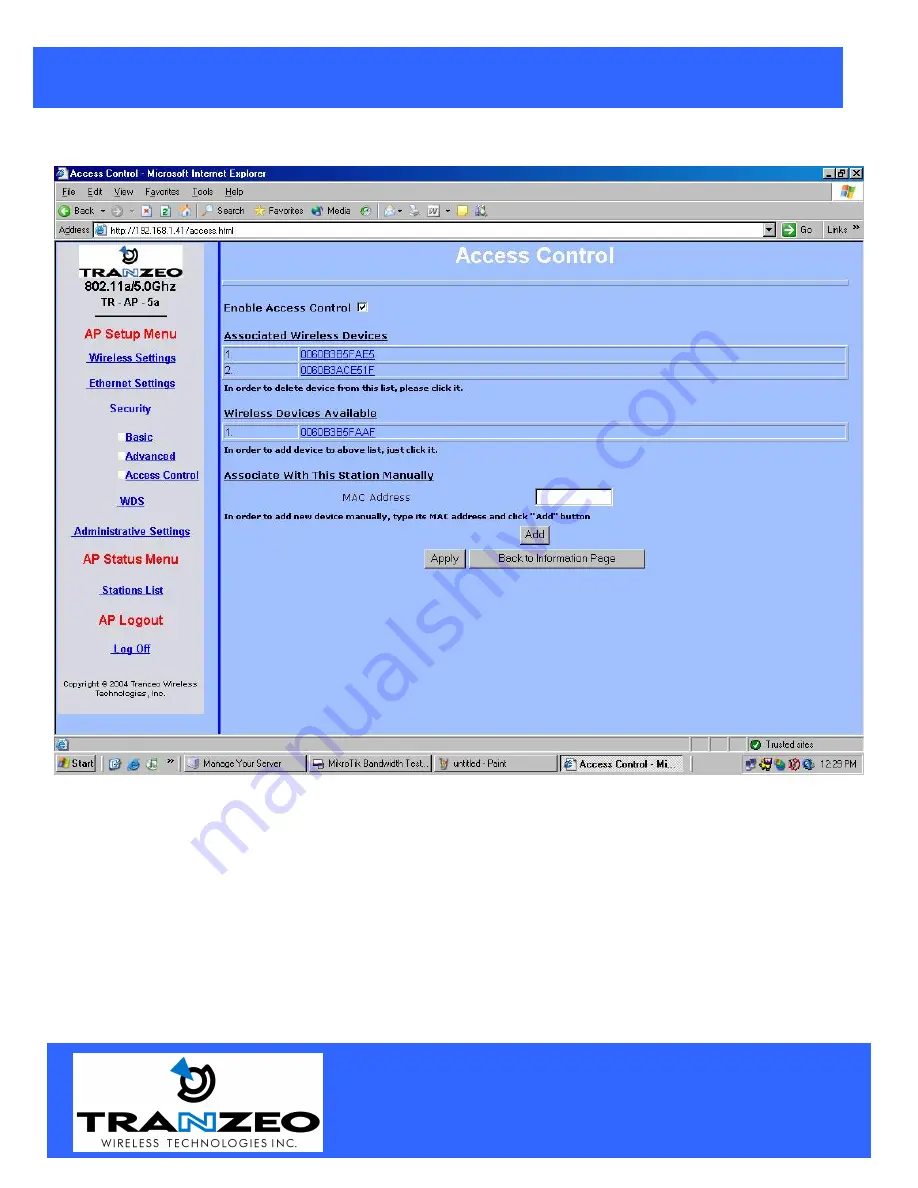 Tranzeo TR-AP-5a-21 Quick Start Manual Download Page 15