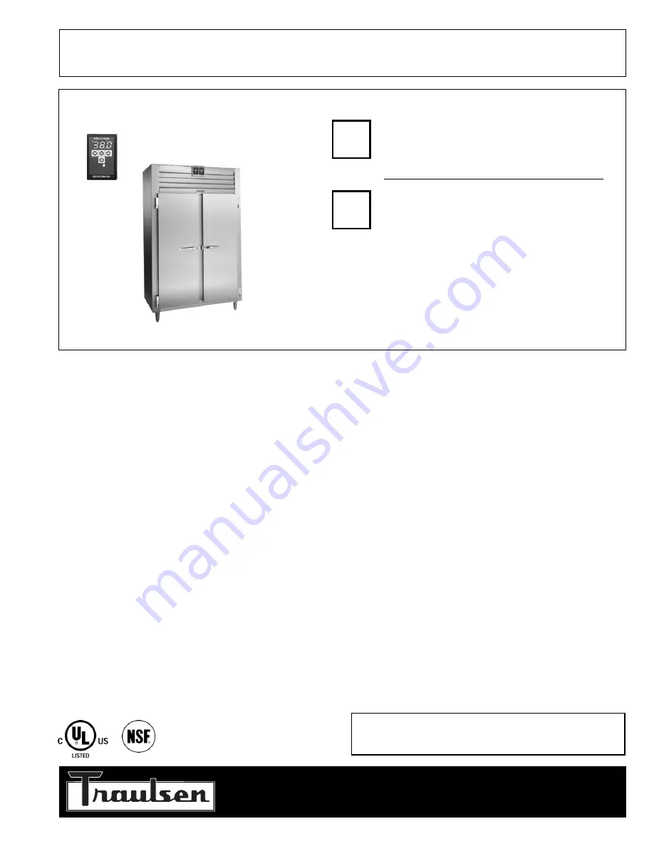 Traulsen A Series ADT232NUT-FHS Specification Sheet Download Page 1