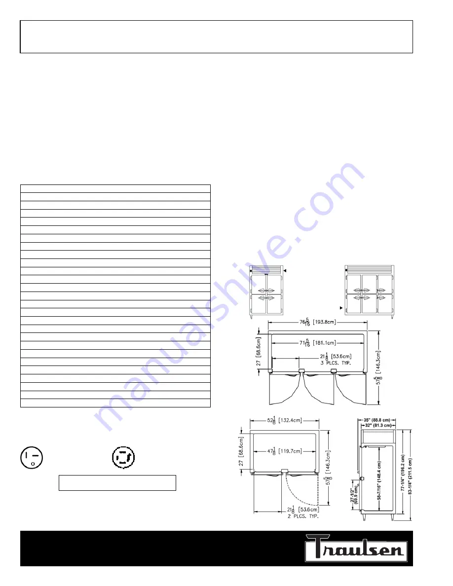 Traulsen TR35763 Specification Sheet Download Page 2