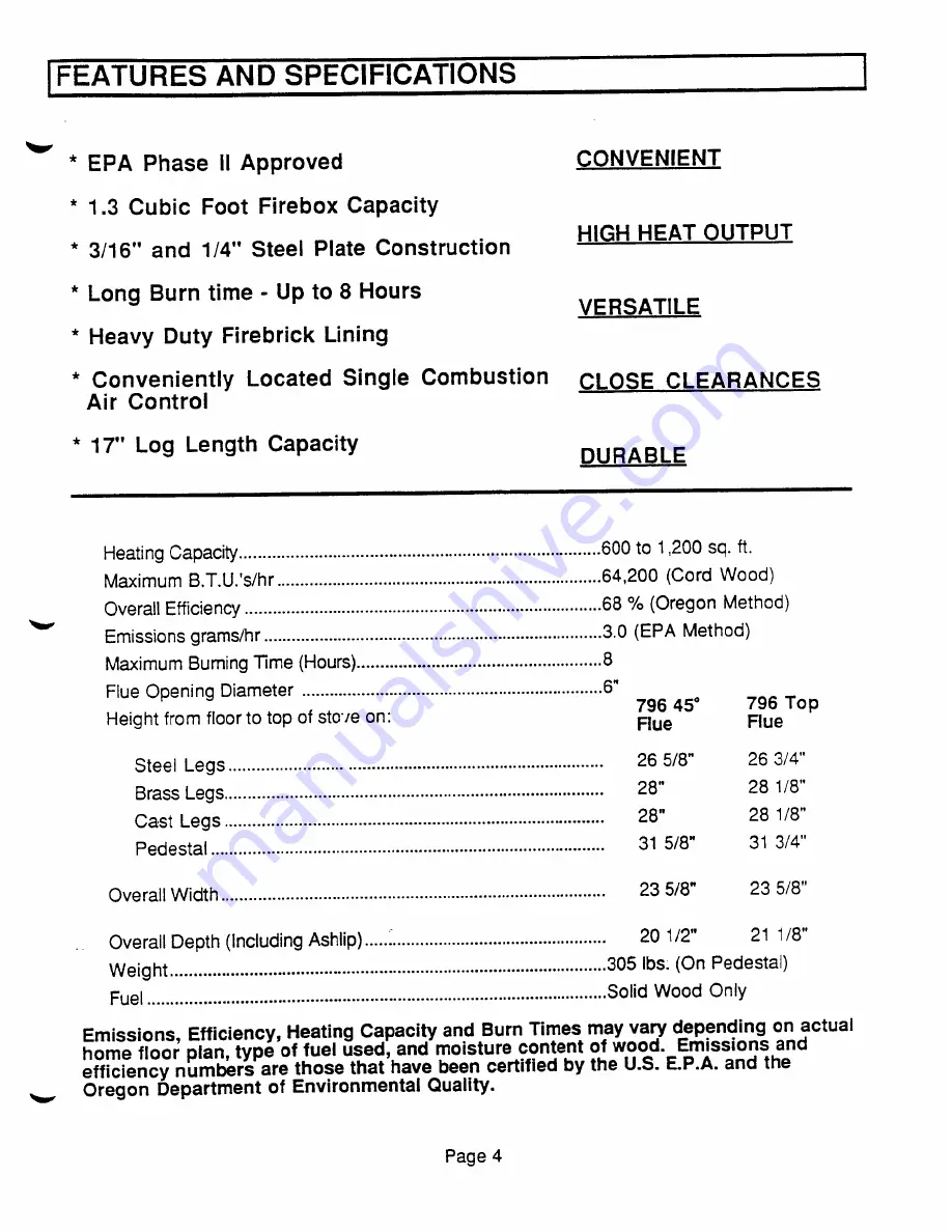 Travis Industries Avalon 796 45' flue Owner'S Manual Download Page 5