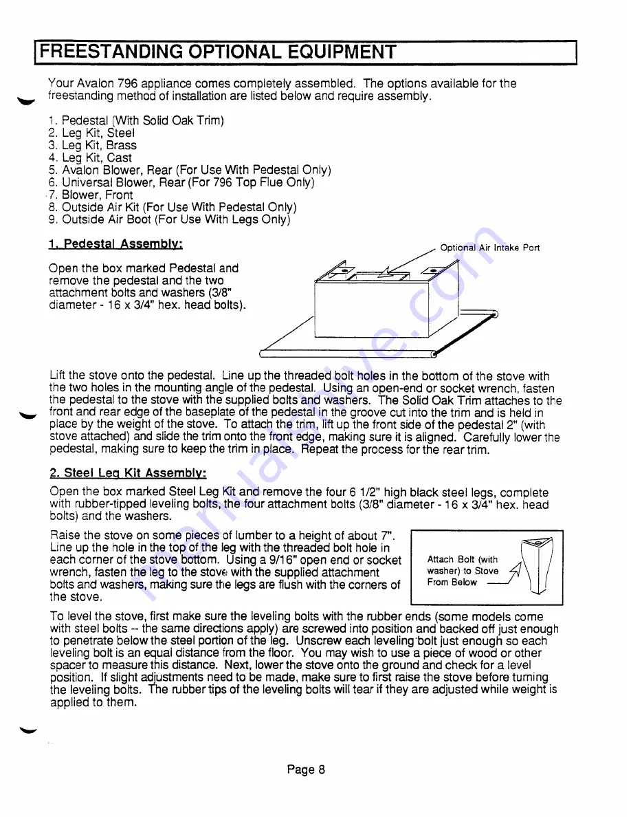 Travis Industries Avalon 796 45' flue Owner'S Manual Download Page 9