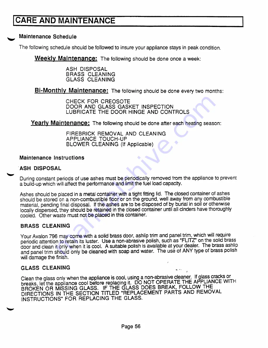 Travis Industries Avalon 796 45' flue Owner'S Manual Download Page 57