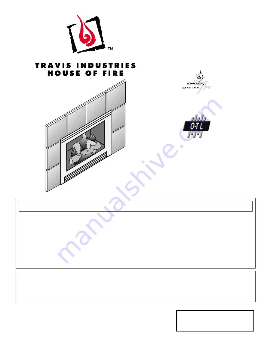 Travis Industries DVS EF Fireplace Owner'S Manual Download Page 1