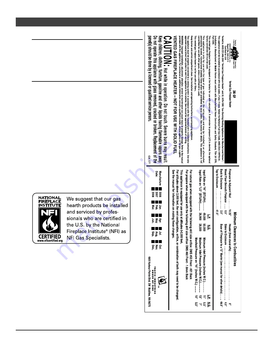 Travis Industries Revolution 36CF Nstallation Manual Download Page 2