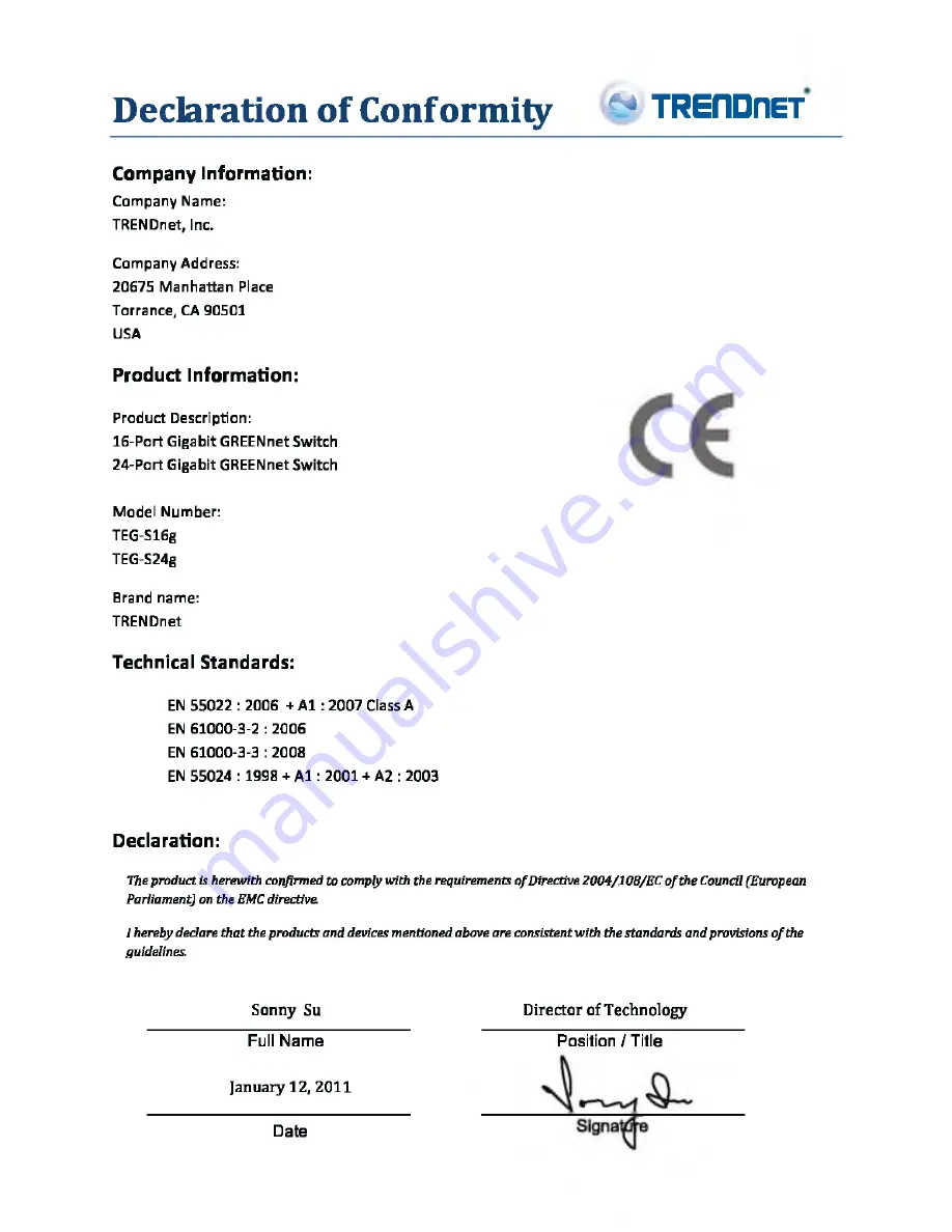 TRENDnet GREENnet TEG-S24g Скачать руководство пользователя страница 10