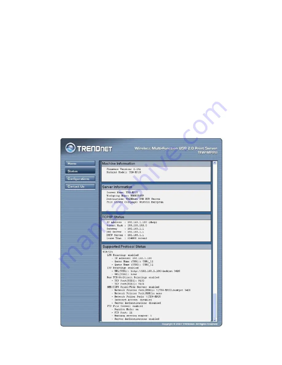 TRENDnet TE100-MP1U - Multi-Function Print Server Скачать руководство пользователя страница 73