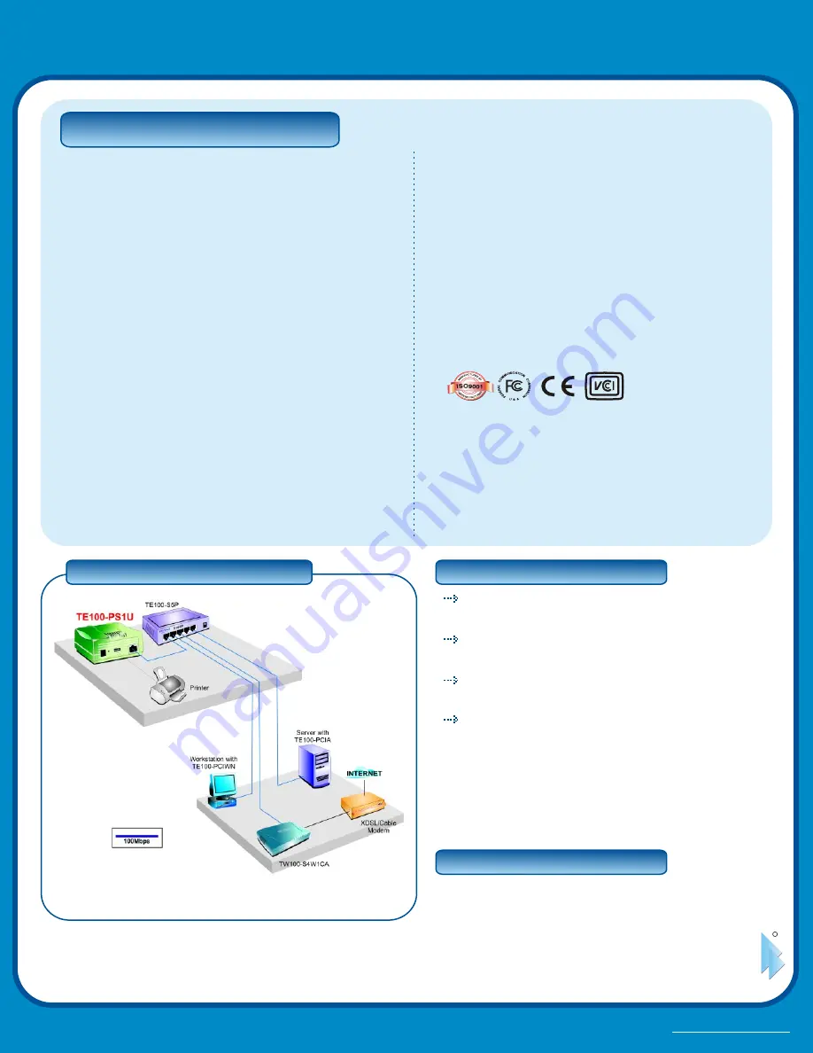 TRENDnet TE100-PS1U Specifications Download Page 2