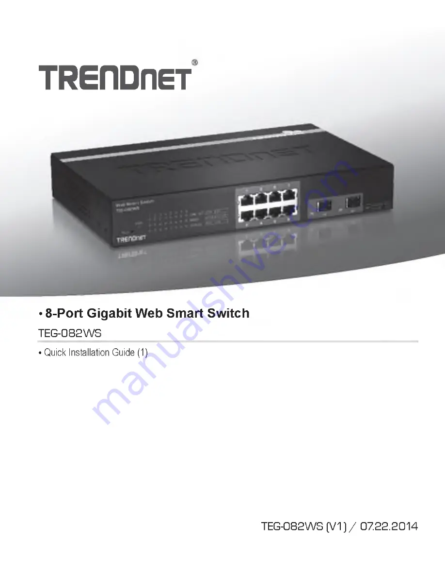 TRENDnet TEG-082WS Quick Installation Manual Download Page 1