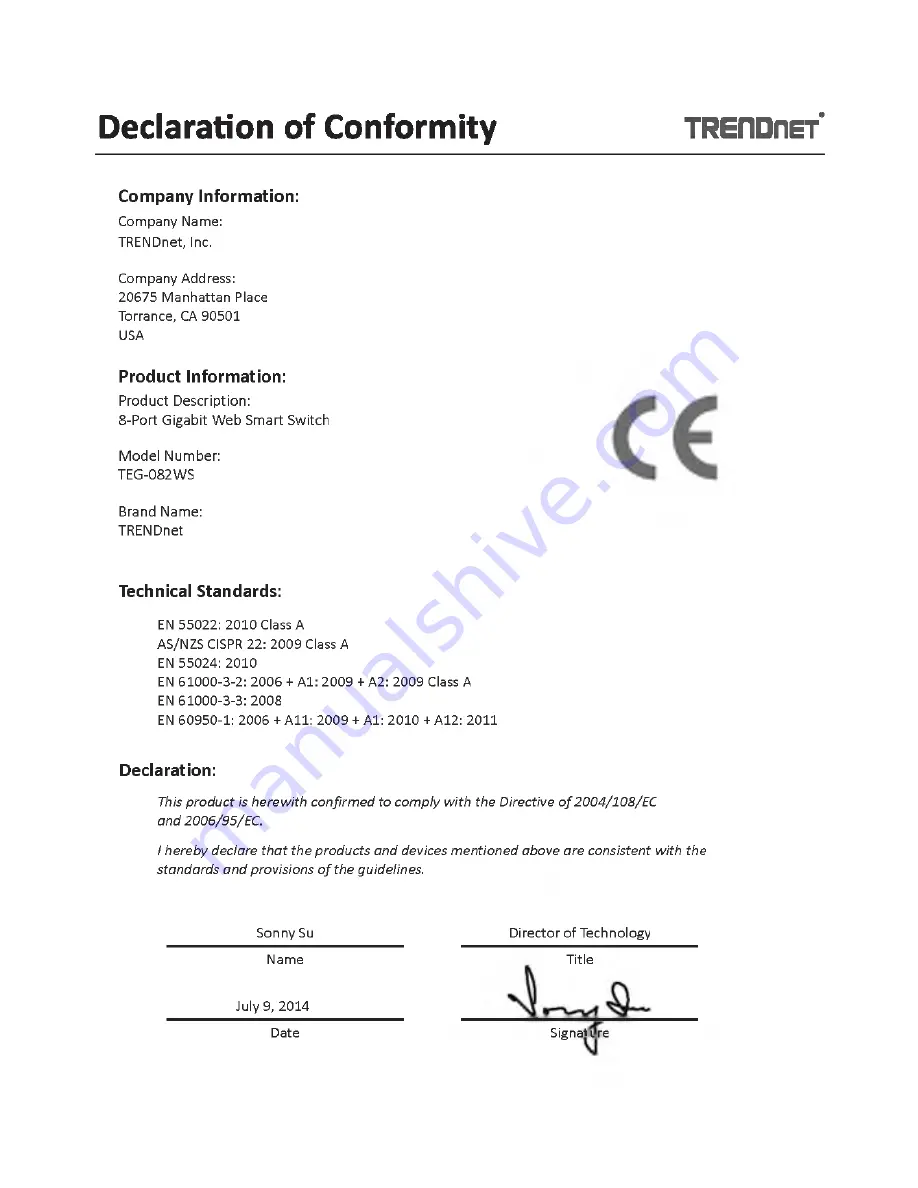 TRENDnet TEG-082WS Скачать руководство пользователя страница 5