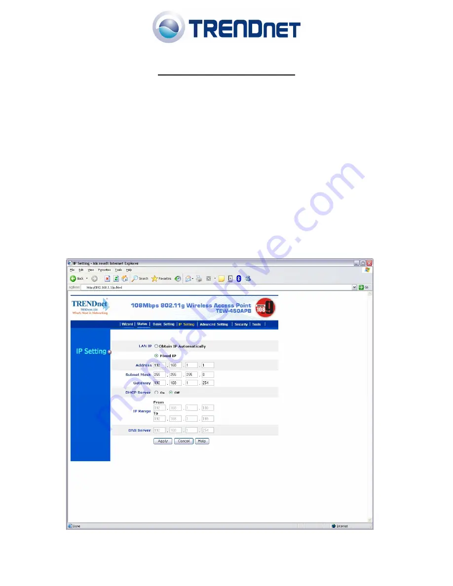 TRENDnet TEW-450APB - Wireless Super G Access Point Faq Download Page 1