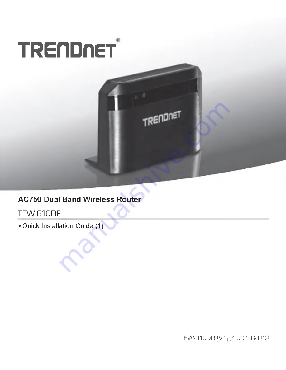 TRENDnet TEW-810DR Quick Installation Manual Download Page 1