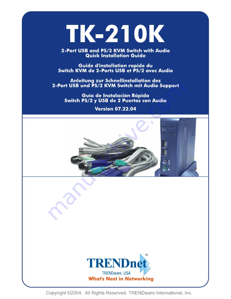 TRENDnet TK-210K Quick Installation Manual Download Page 1