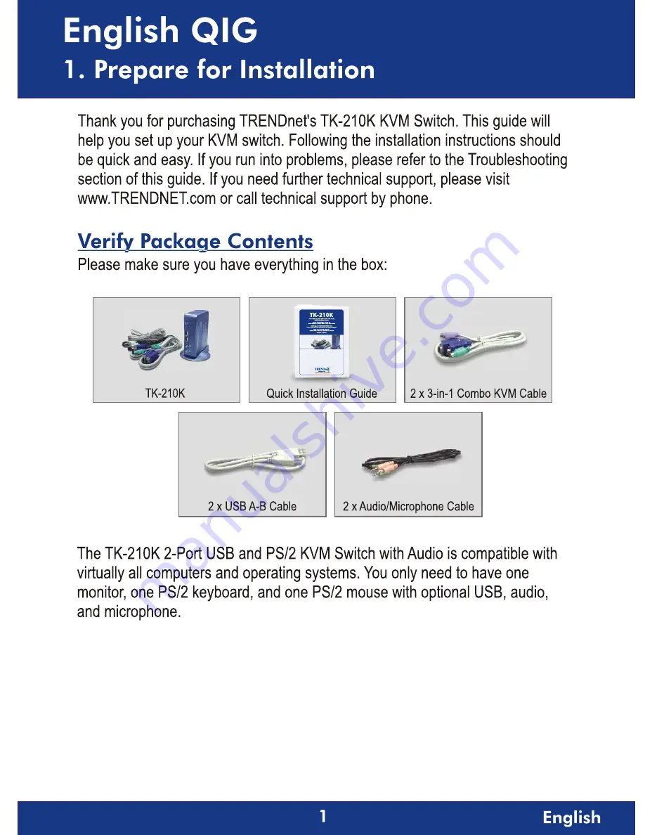 TRENDnet TK-210K Quick Installation Manual Download Page 3