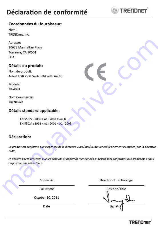 TRENDnet TK-409K Quick Installation Manual Download Page 3