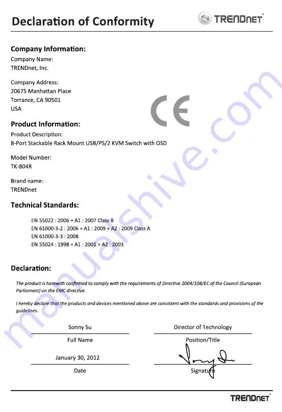 TRENDnet TK-804R Скачать руководство пользователя страница 3