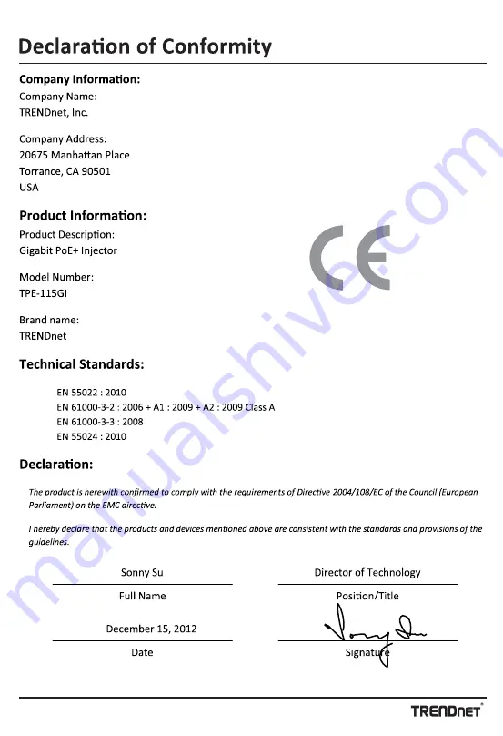 TRENDnet TPE-115I Скачать руководство пользователя страница 2