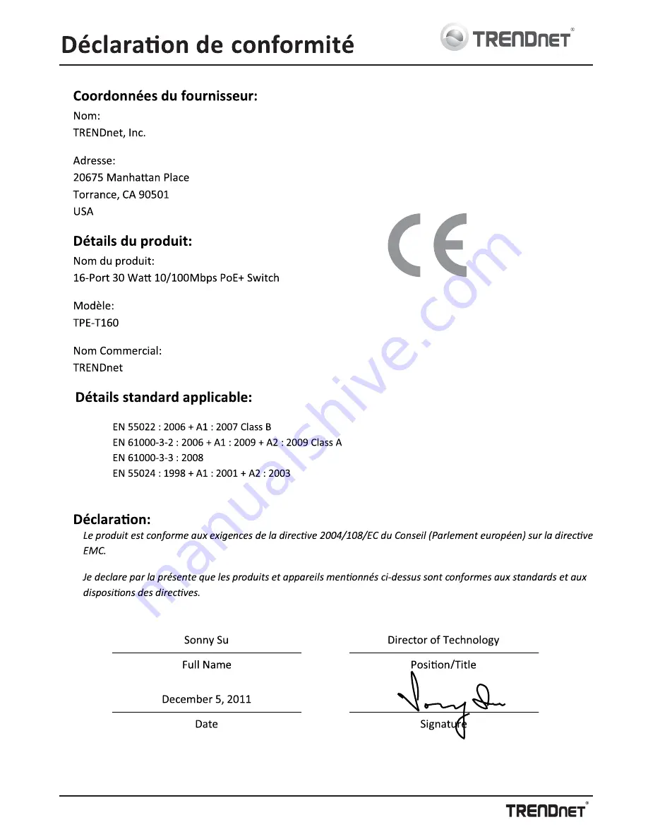 TRENDnet TPE-T160 Quick Installation Manual Download Page 3