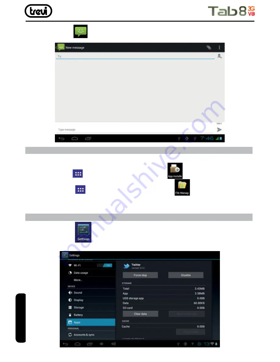 Trevi Tab8 3G V8 User Manual Download Page 42