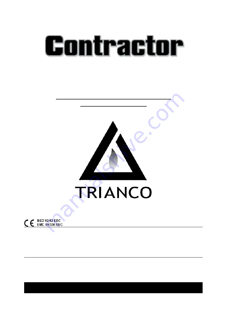 Trianco Contractor WM70 HE INTERNAL User, Installation, Commissioning & Servicing Instructions Download Page 1