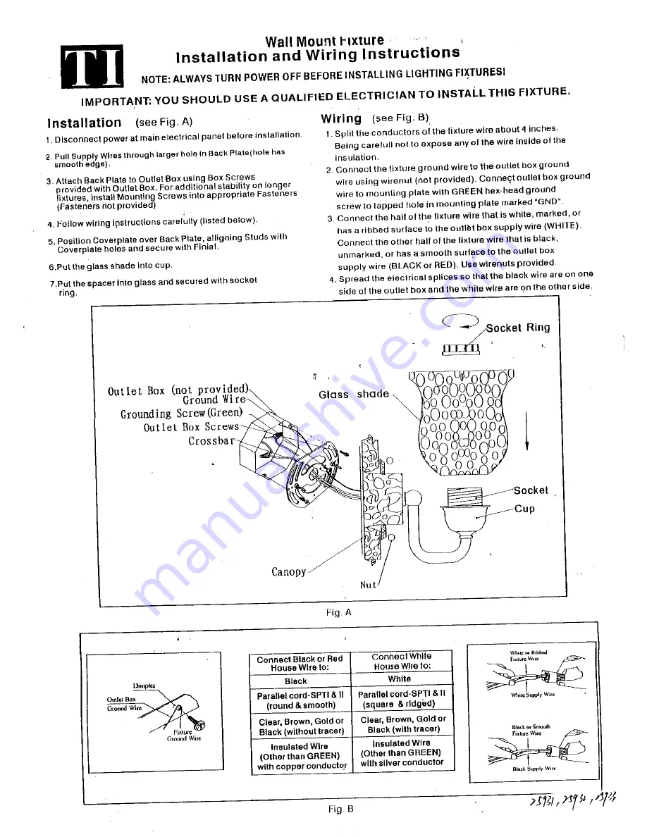 Triarch 25931 Installation And Wiring Instructions Download Page 1