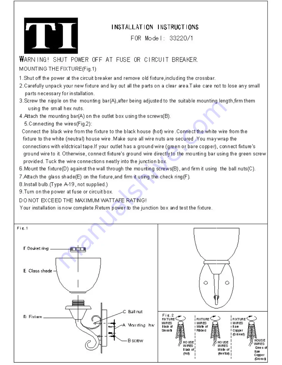 Triarch 33220/1 Installation Instructions Download Page 1