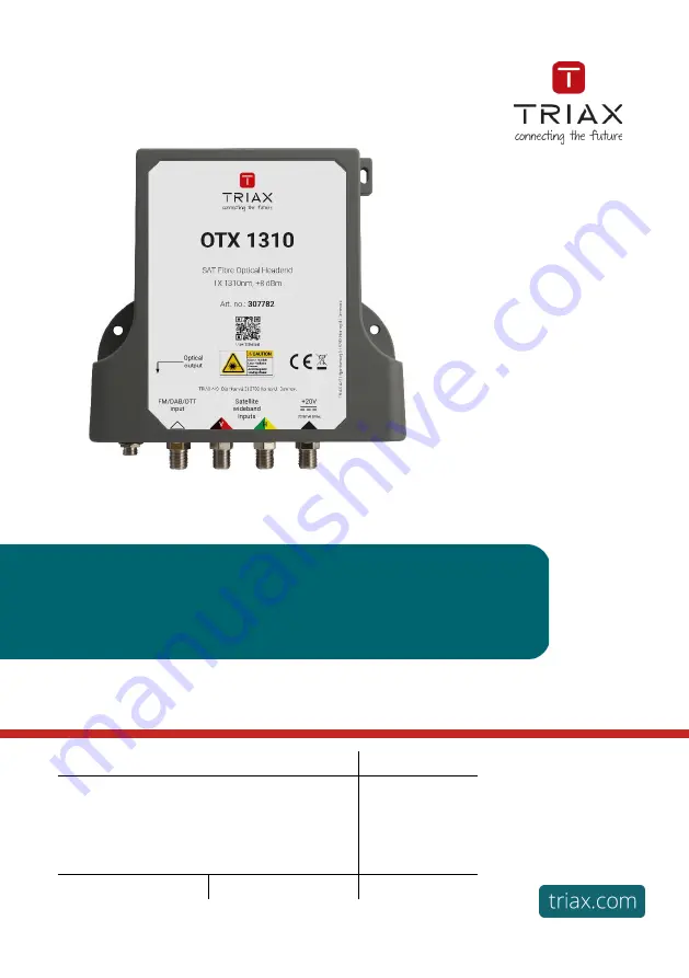 Triax 307782 Скачать руководство пользователя страница 1