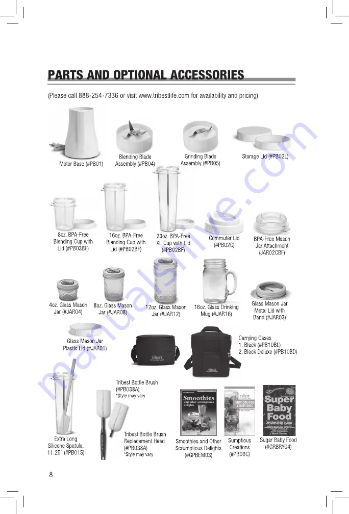 Tribest Personal Blender PB-150 Operation Manual Download Page 8