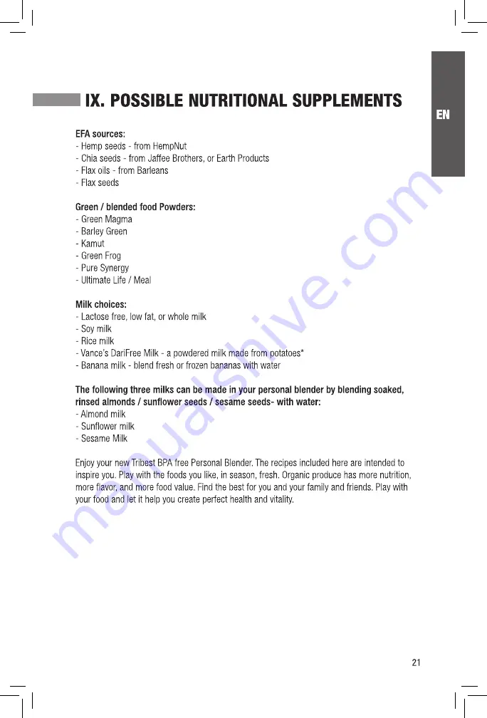 Tribest Personal Blender PB-150 Operation Manual Download Page 21