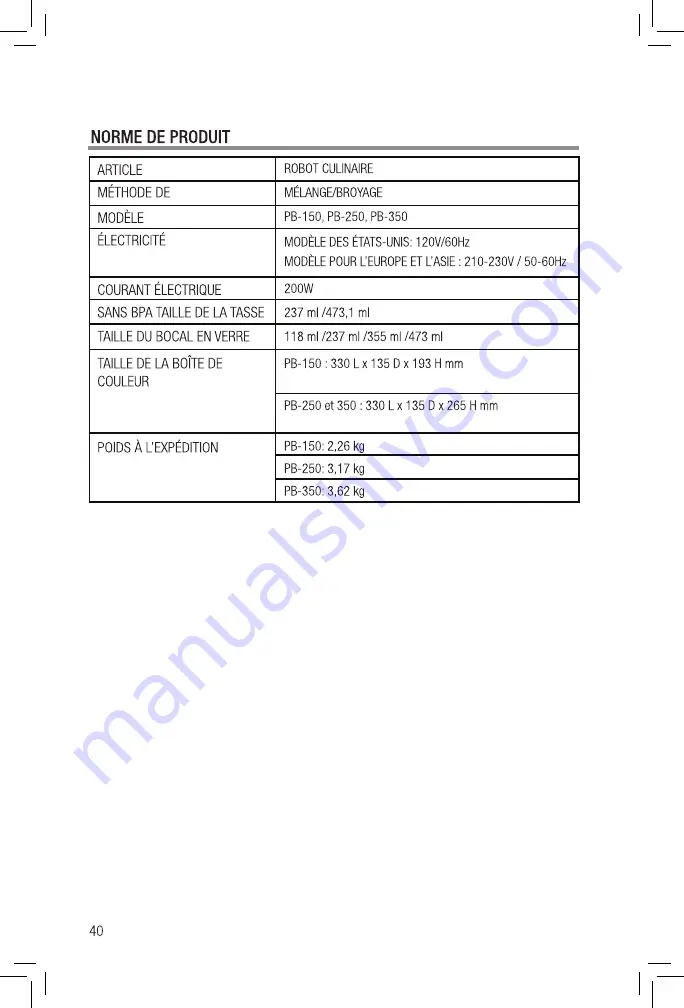 Tribest Personal Blender PB-150 Operation Manual Download Page 40