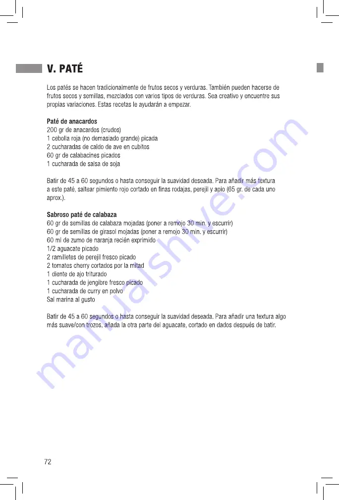 Tribest Personal Blender PB-150 Operation Manual Download Page 72