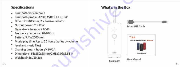 Tribit Maxboom Скачать руководство пользователя страница 3