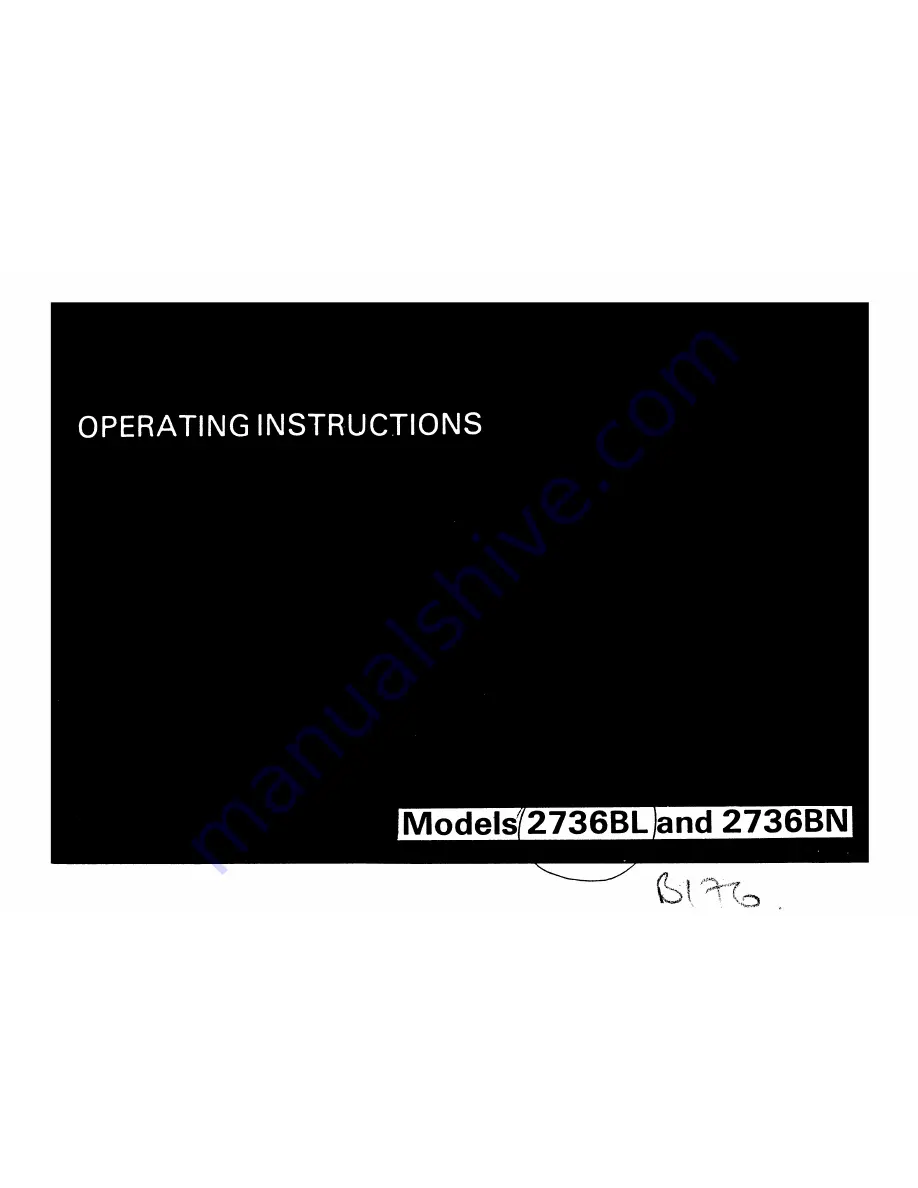 Tricity Bendix 2736BL Operating Instructions Manual Download Page 1